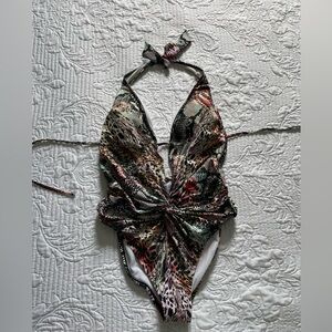 Kenneth Cole Size 10 One Piece Swimsuit Bathing Suit Snakeskin